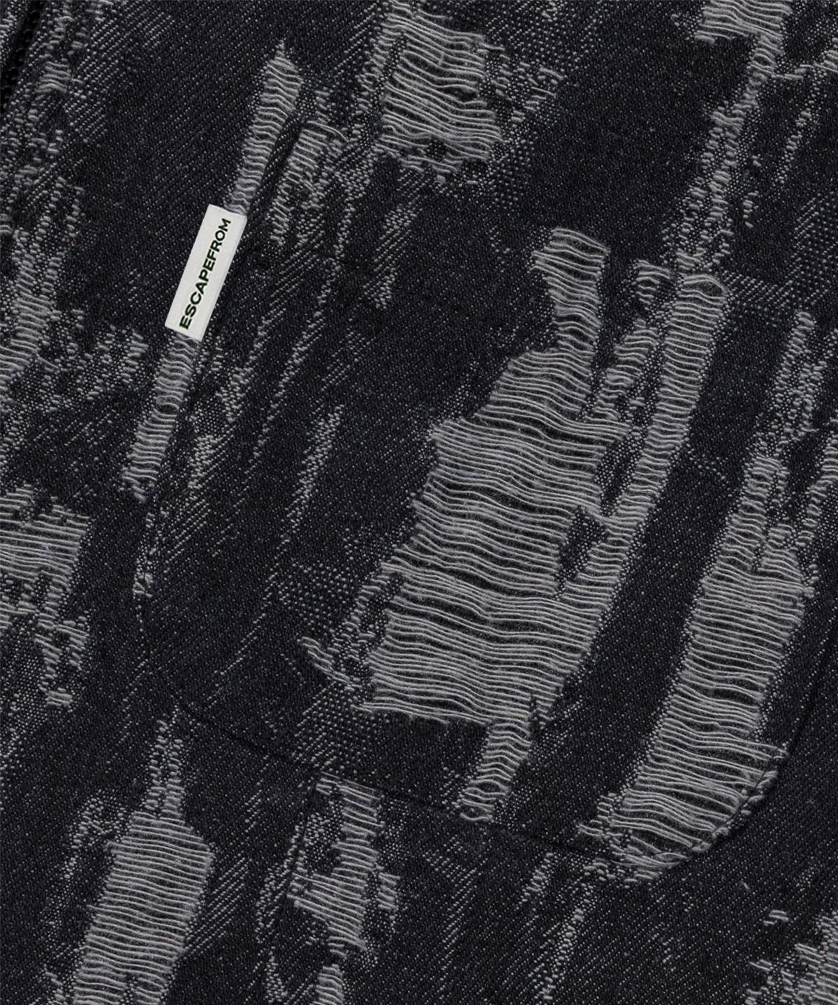 이스케이프프롬(ESCAPEFROM) 데미지 데님 투웨이 셔츠집업 흑청