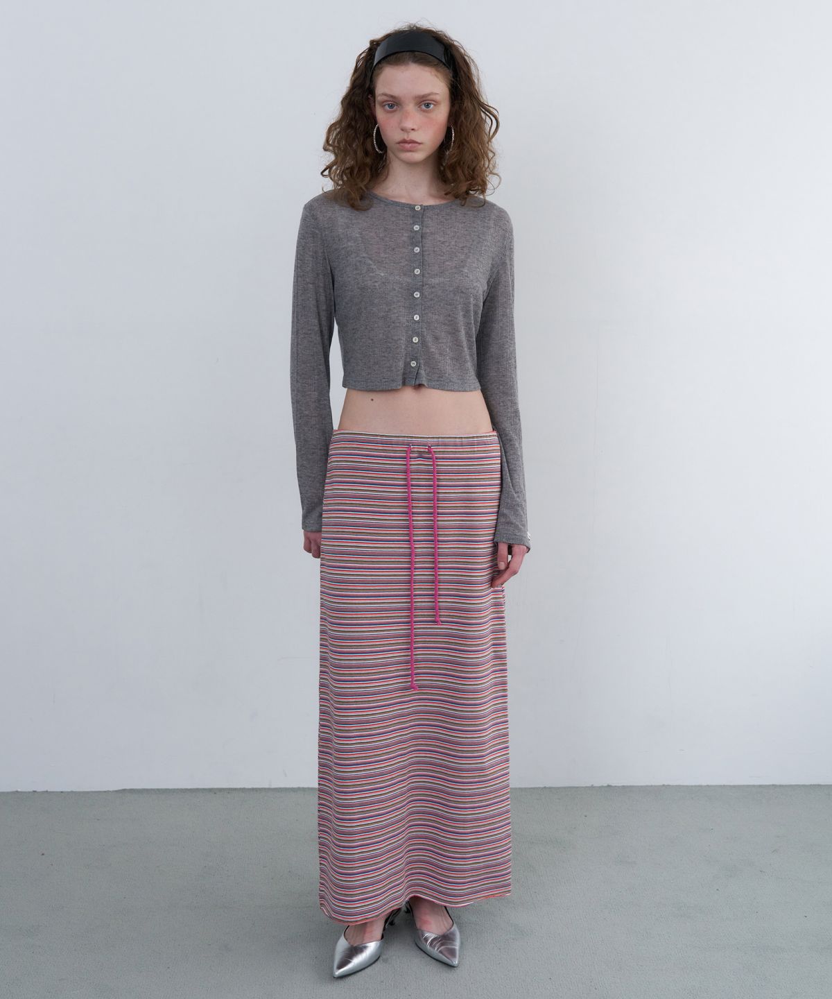 오버듀플레어(OVERDUEFLAIR) SOFT MINI CARDIGAN_MELANGE GREY