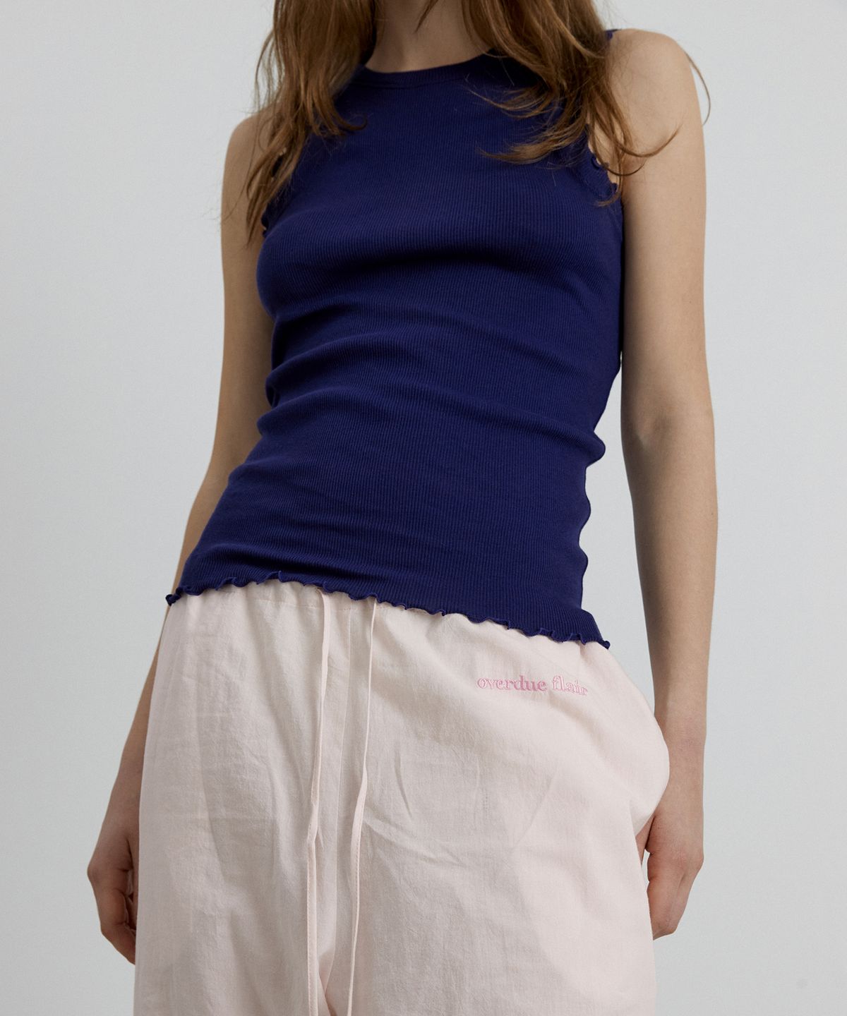 오버듀플레어(OVERDUEFLAIR) WAVE RIBBED SLEEVELESS_BLUE VIOLET