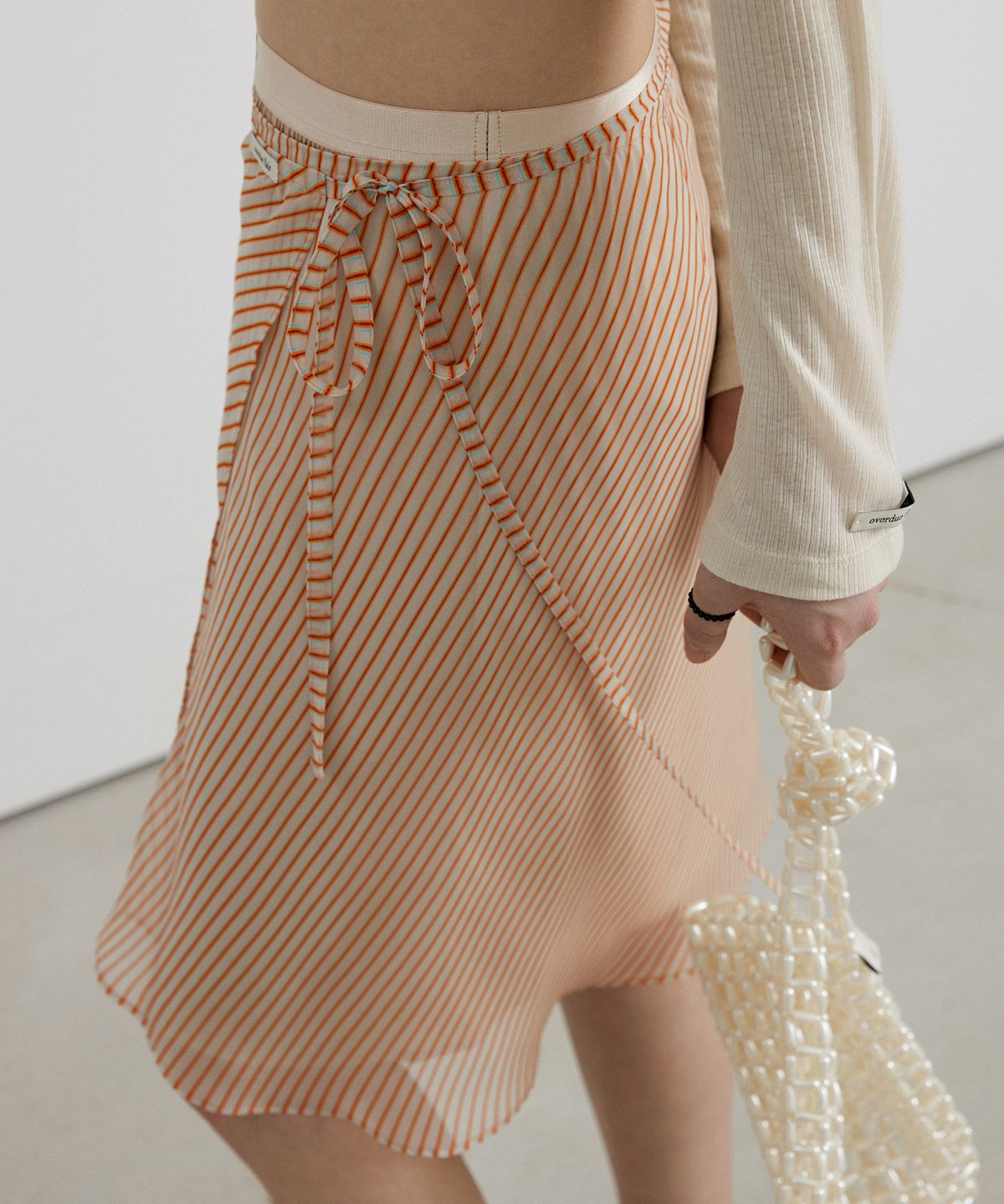 오버듀플레어(OVERDUEFLAIR) STRIPE WRAP SKIRT_YELLOW