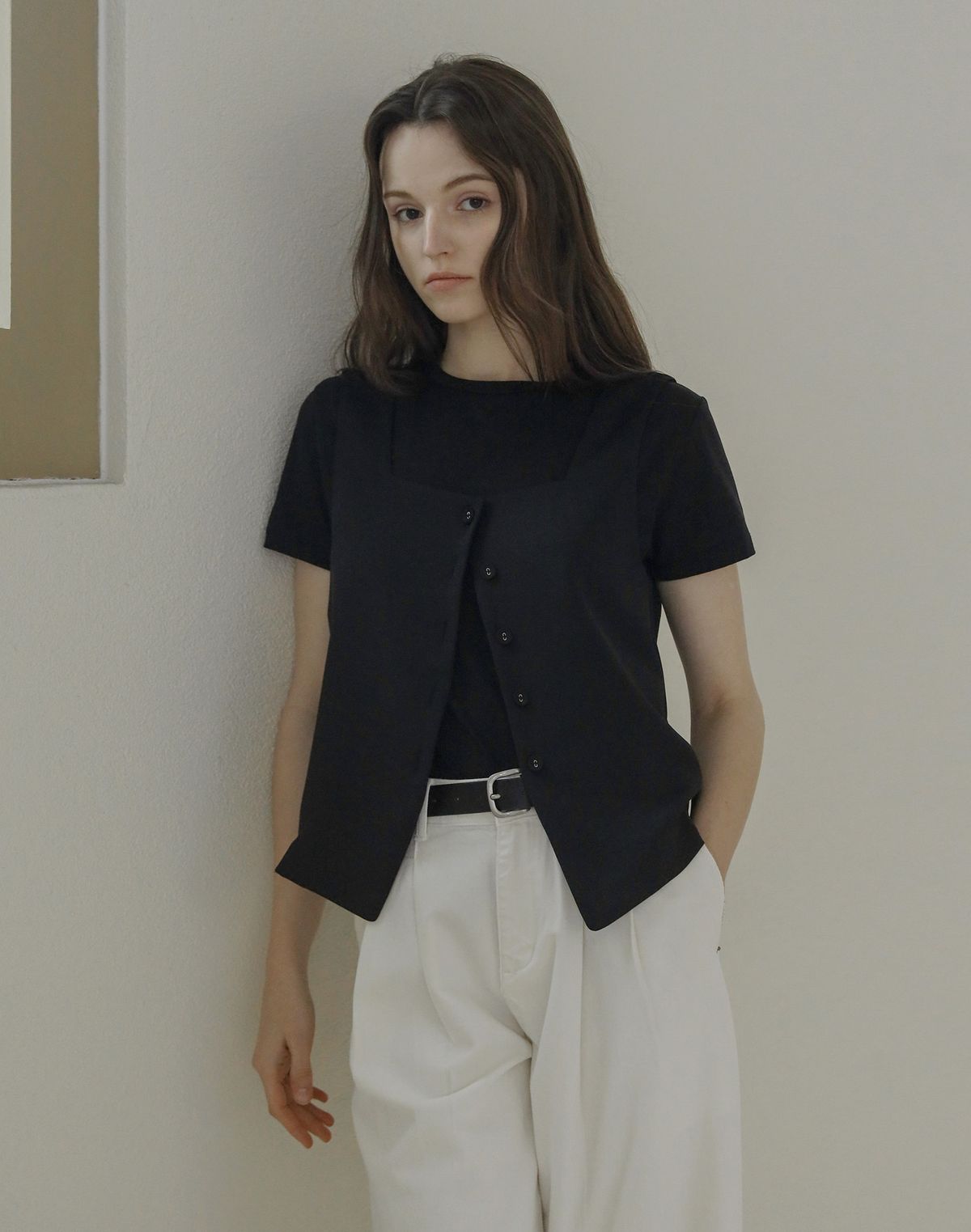 켈리도나휴(KELLY DONAHUE) 실켓 베이직 하프 티셔츠