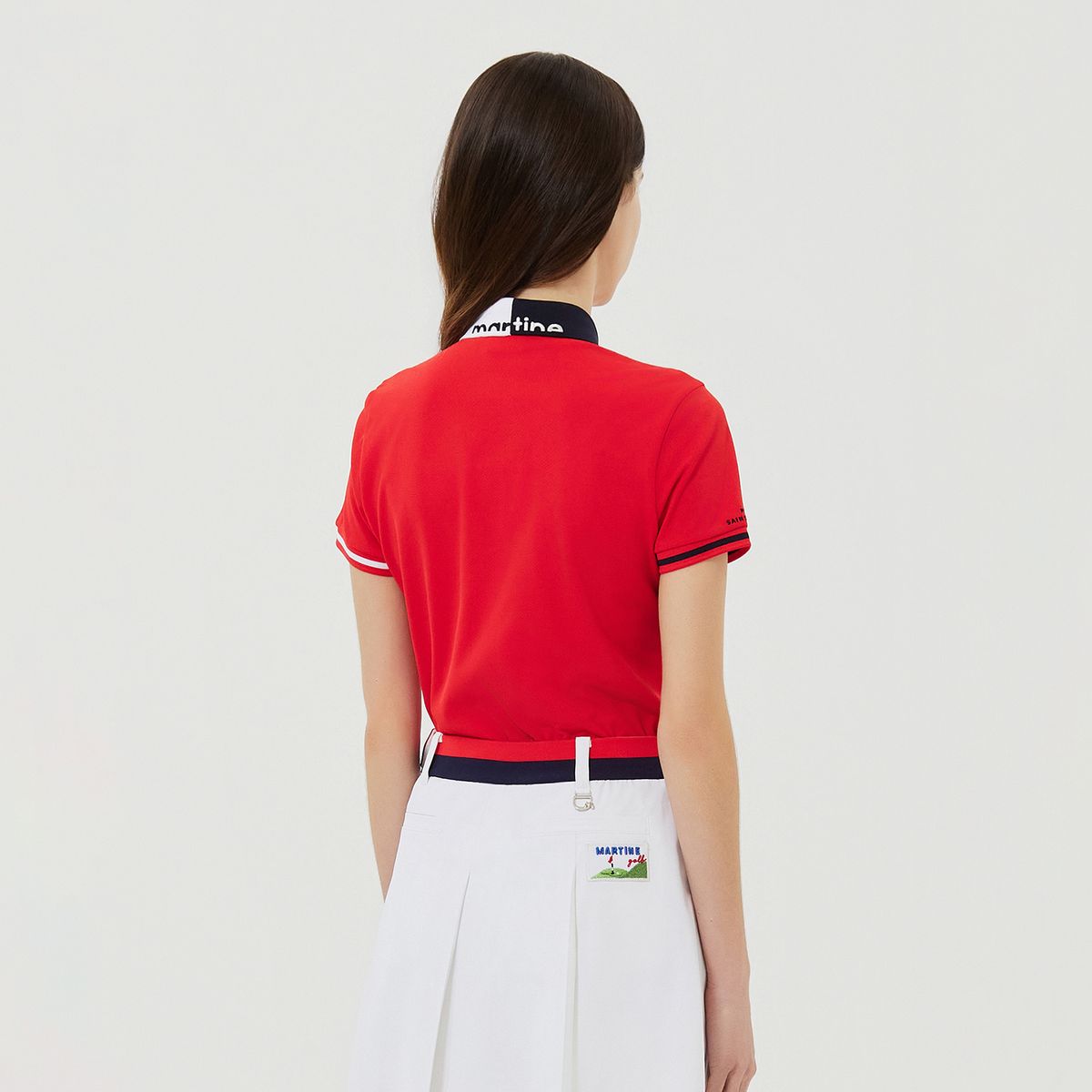마틴골프(MARTINE GOLF) Half&Half Collar Polo Shirts_Red