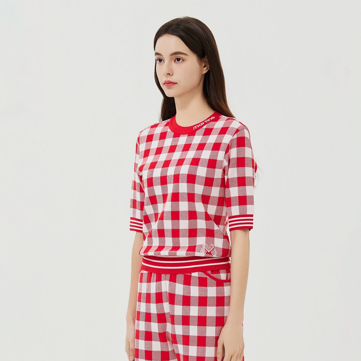 마틴골프(MARTINE GOLF) Check Jacquard Knit_Red