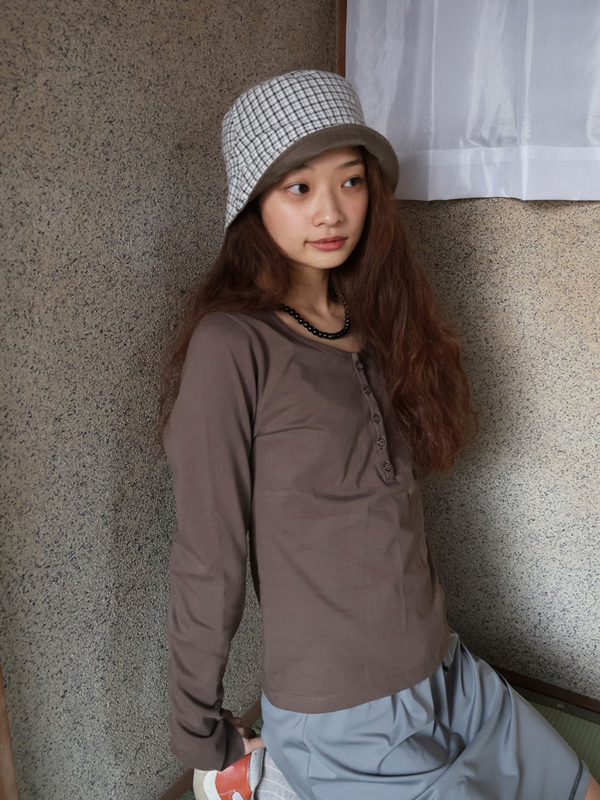 콜로신스(COLOCYNTH) Navi Reversible Bucket Hat Chestnut•Check Brown
