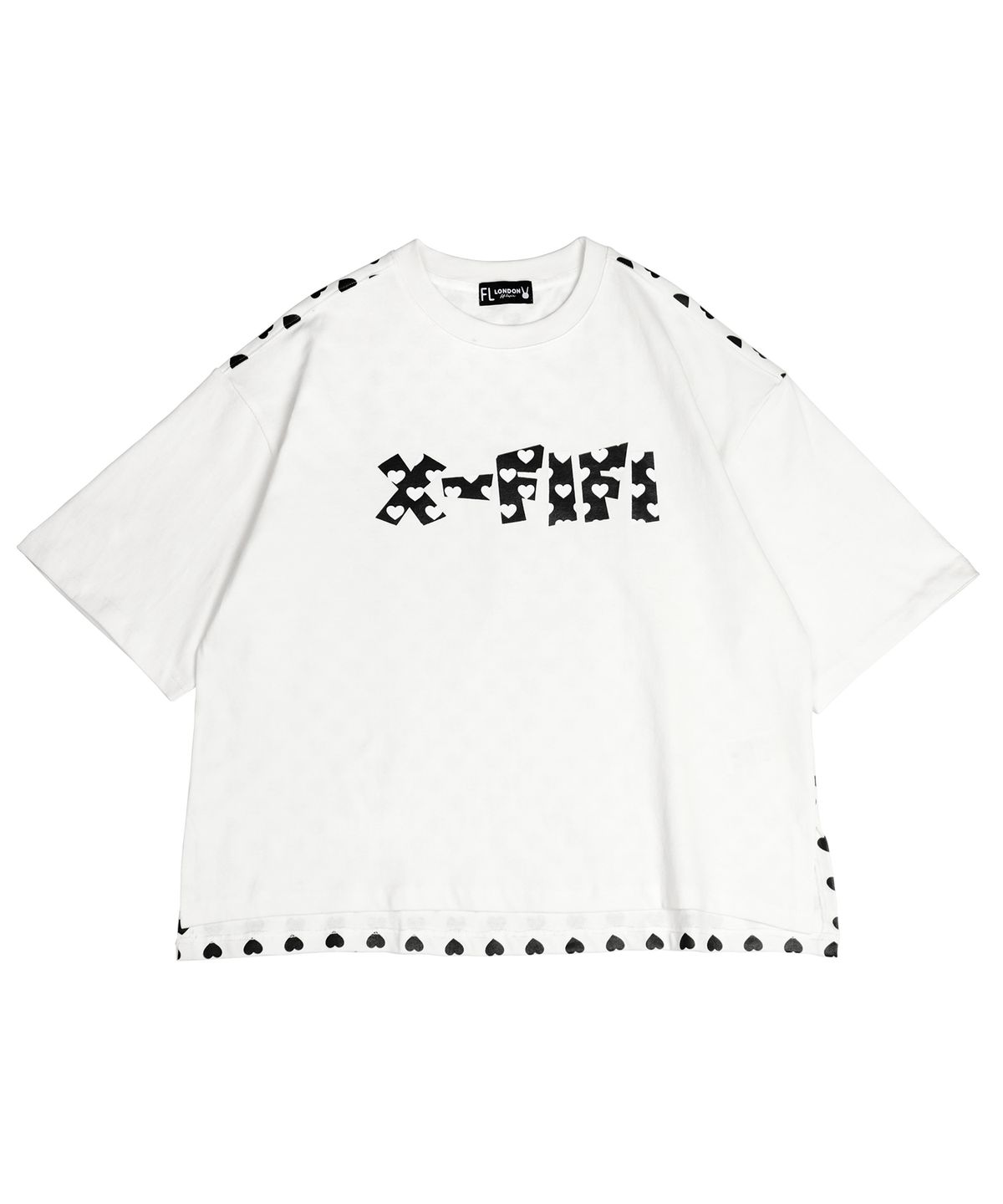 피피라핀(FIFI LAPIN) 하트패턴 오버핏 반팔 티셔츠/FS8WTS14F WHITE
