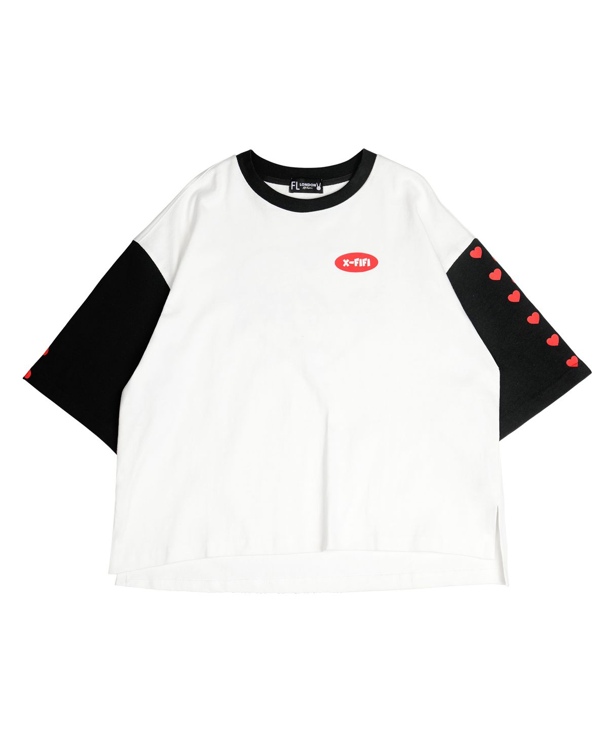 피피라핀(FIFI LAPIN) 소매배색 오버핏 반팔 티셔츠/FS8WTS15F WHITE