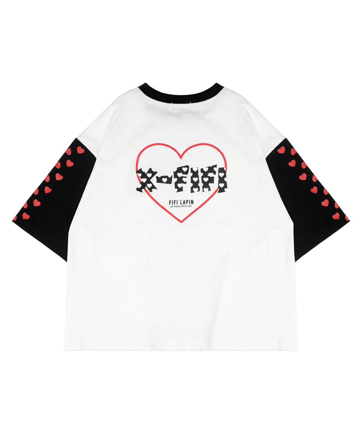 피피라핀(FIFI LAPIN) 소매배색 오버핏 반팔 티셔츠/FS8WTS15F WHITE