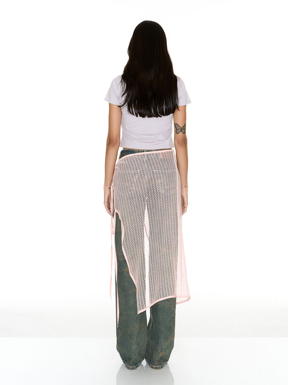 쎄쎄쎄(SETSETSET) NET WRAP SKIRT PEACH