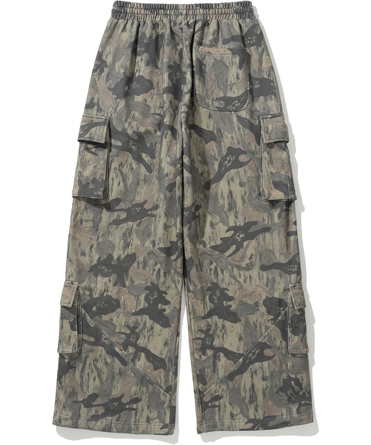 낫포너드(NOT4NERD) Camo Incision Multi Cargo Sweat Pants - Khaki