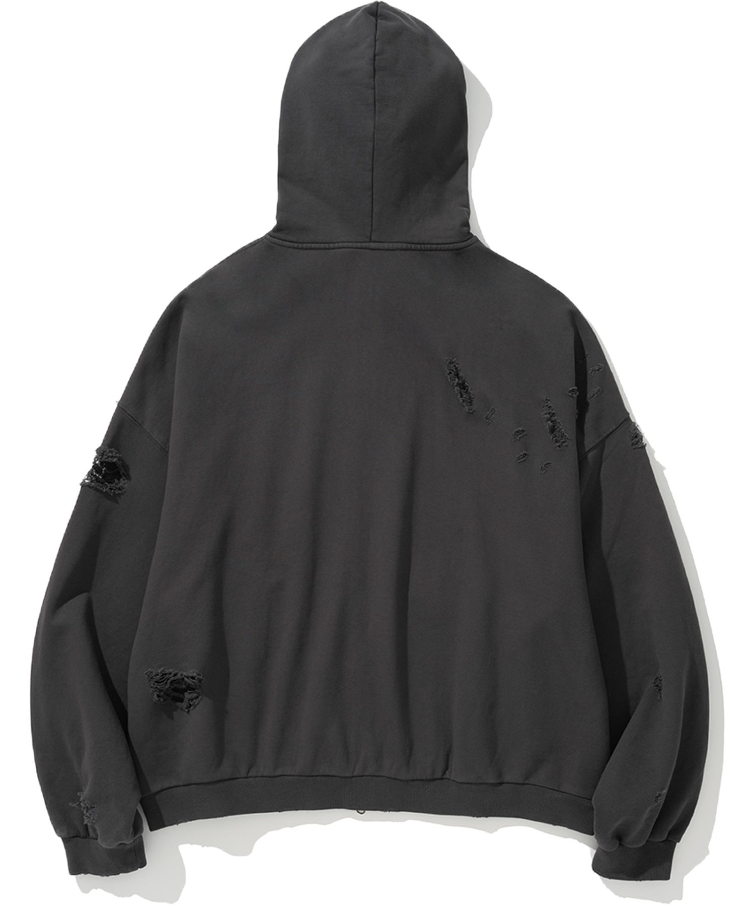 MUSINSA | NOT4NERD Stud Half Logo Pigment Hood Zip up - Charcoal