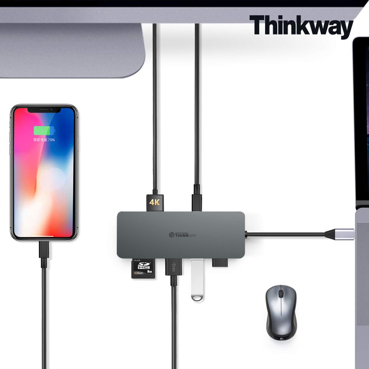 씽크웨이(THINKWAY) Core D34 7in1 HDMI 멀티포트 허브