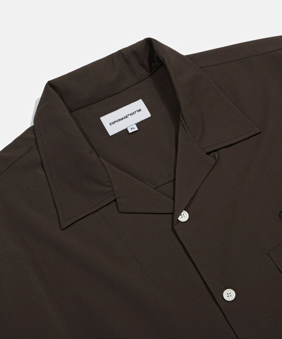 에스피오나지(ESPIONAGE) Script Logo Open Collar S/S Shirt Brown