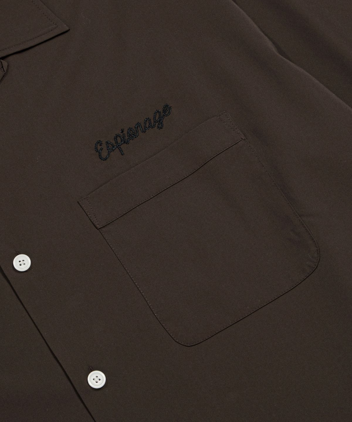 에스피오나지(ESPIONAGE) Script Logo Open Collar S/S Shirt Brown