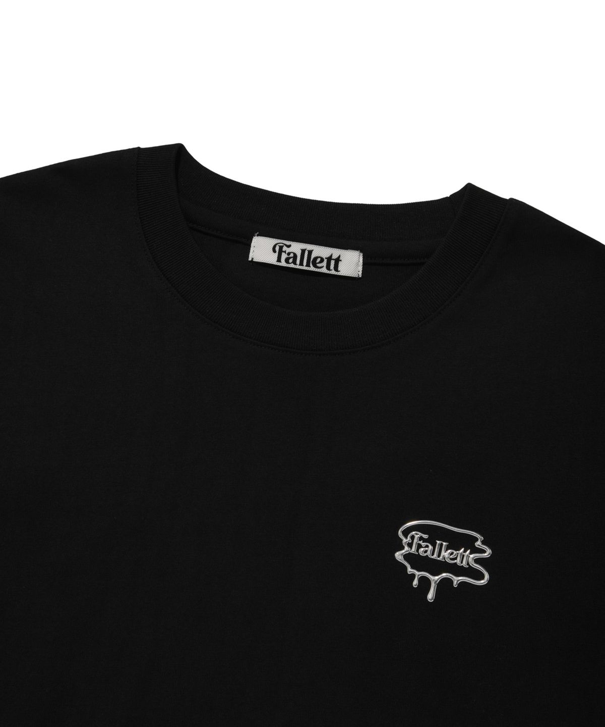 팔렛(FALLETT) 실버 브러쉬 로고 반팔티 블랙