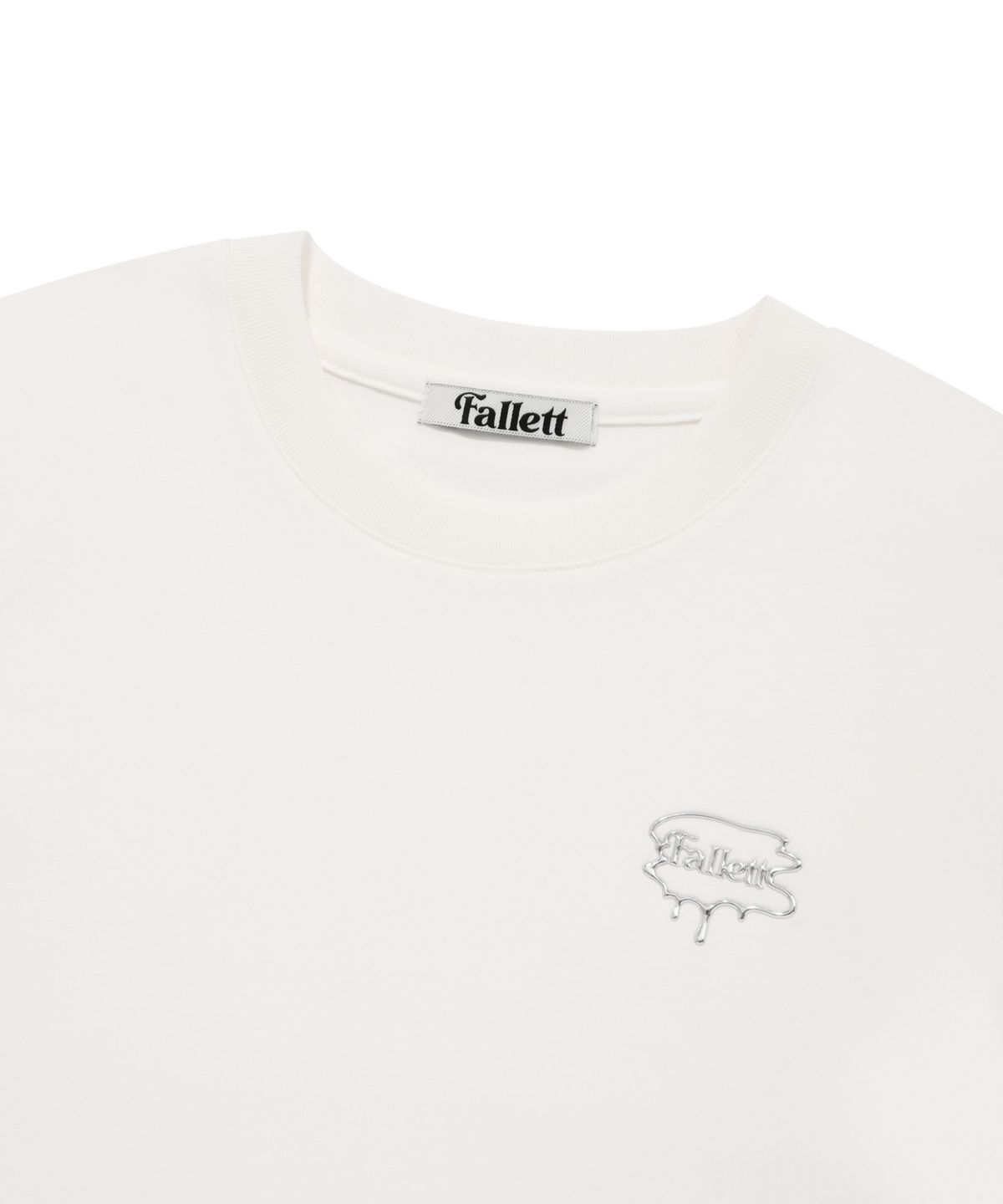 팔렛(FALLETT) 실버 브러쉬 로고 반팔티 화이트