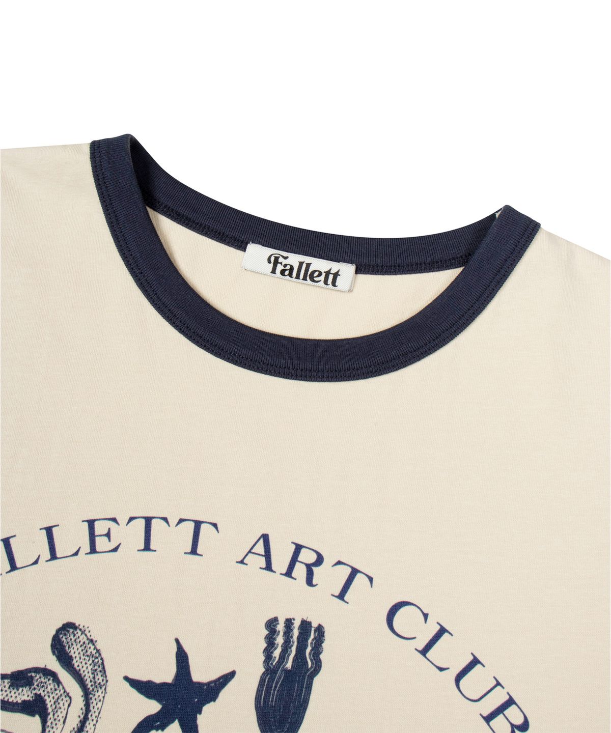 팔렛(FALLETT) 아트 클럽 링거 반팔티 베이지