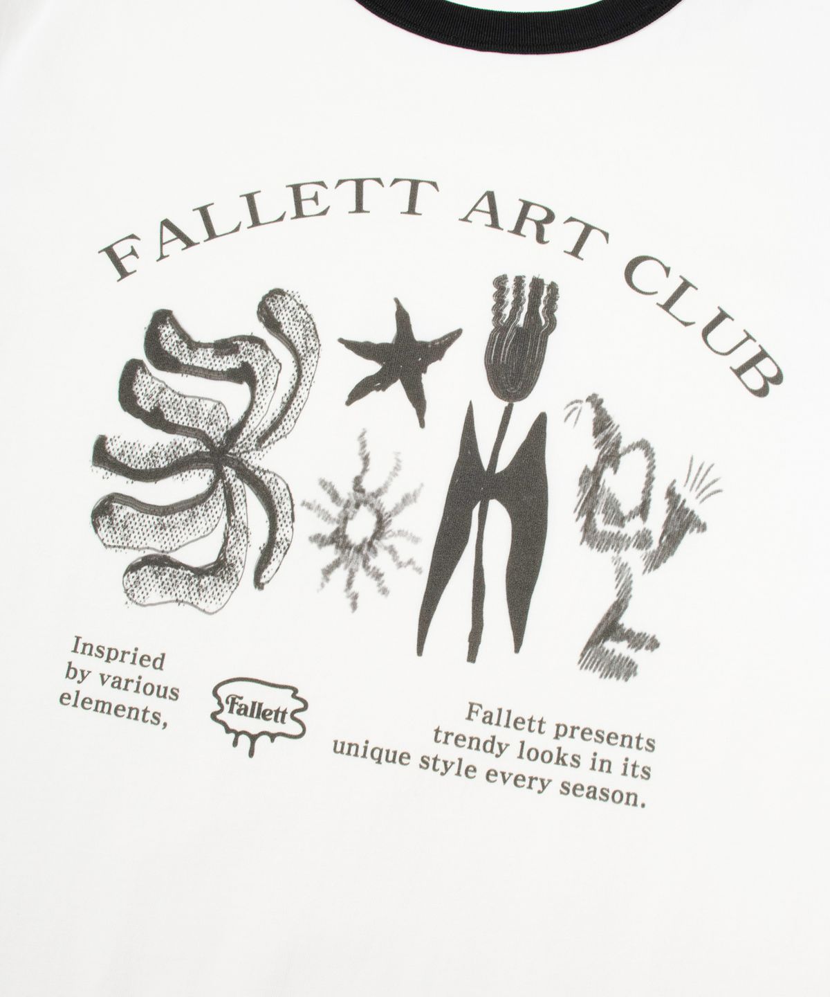 팔렛(FALLETT) 아트 클럽 링거 반팔티 화이트