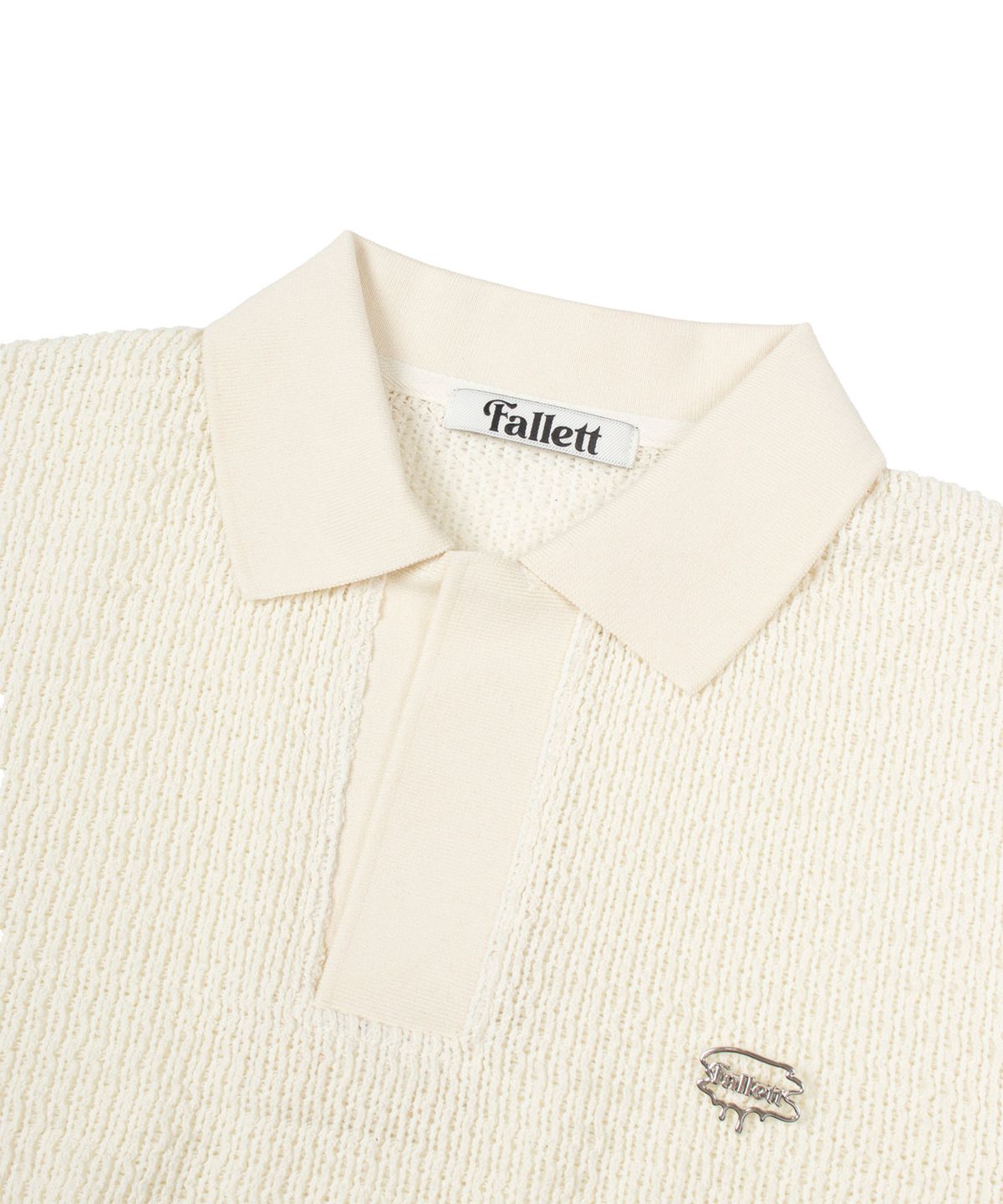 팔렛(FALLETT) 카라 니트 반팔티 아이보리