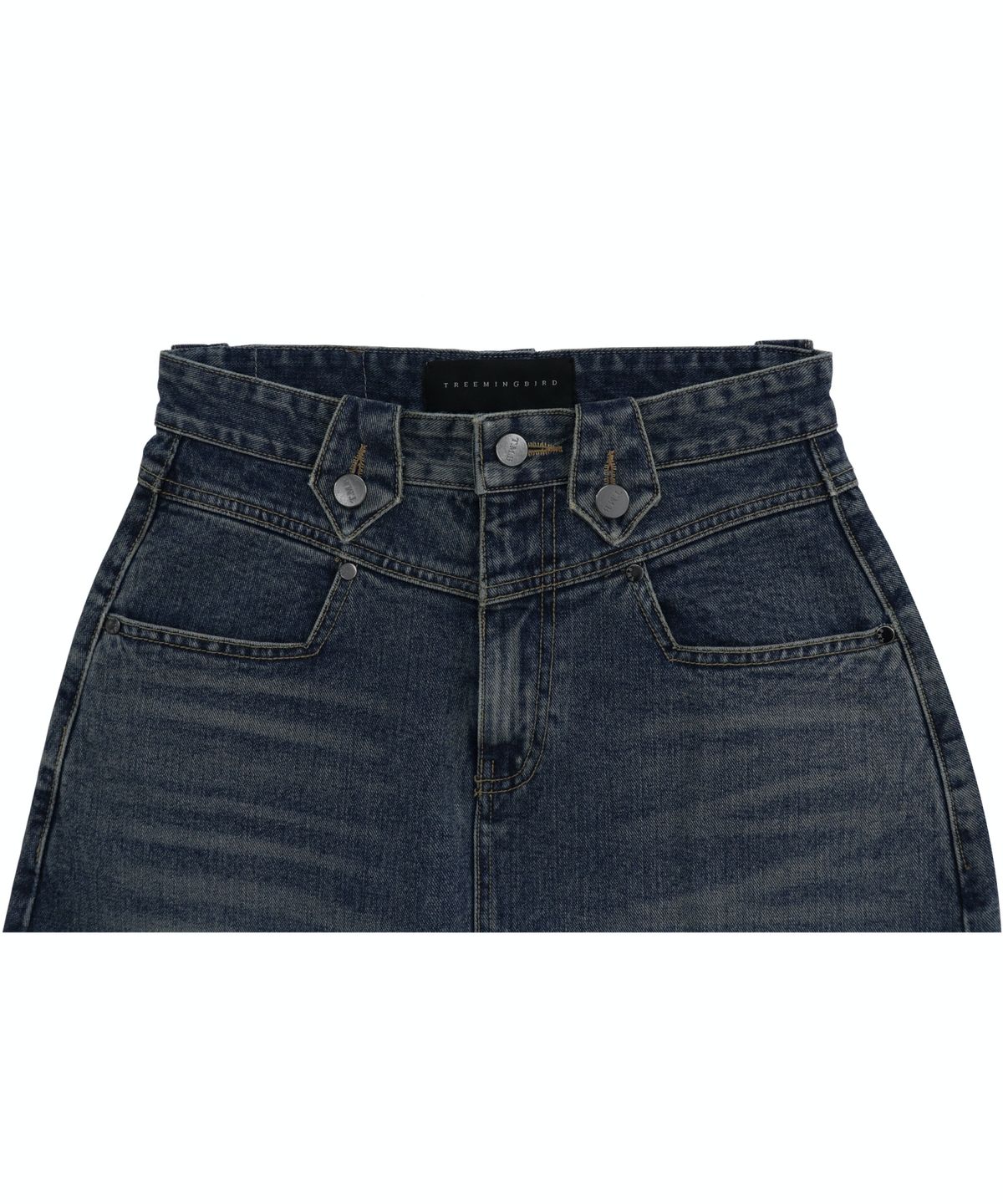트리밍버드(TREEMINGBIRD) Front Yoke Denim Long Skirt [ Dark Blue ]