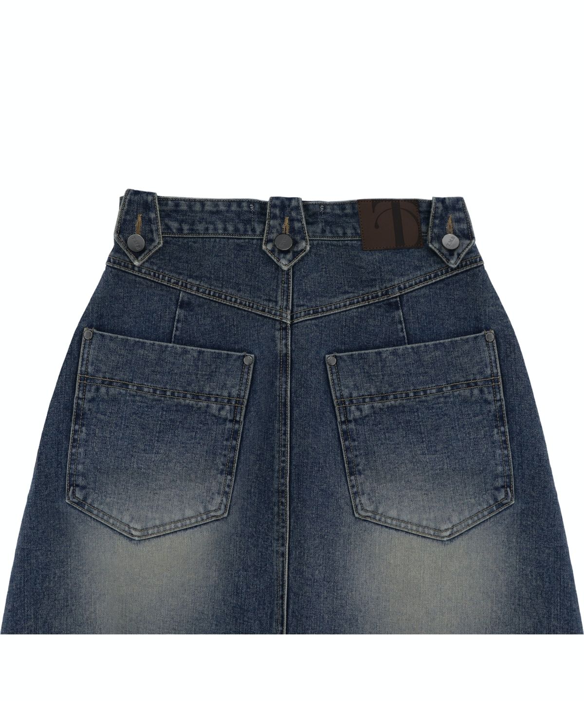 트리밍버드(TREEMINGBIRD) Front Yoke Denim Long Skirt [ Dark Blue ]