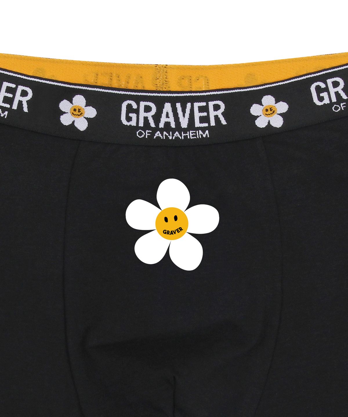 그레이버(GRAVER) 화이트 플라워 스마일 맨즈 드로즈 1팩_블랙