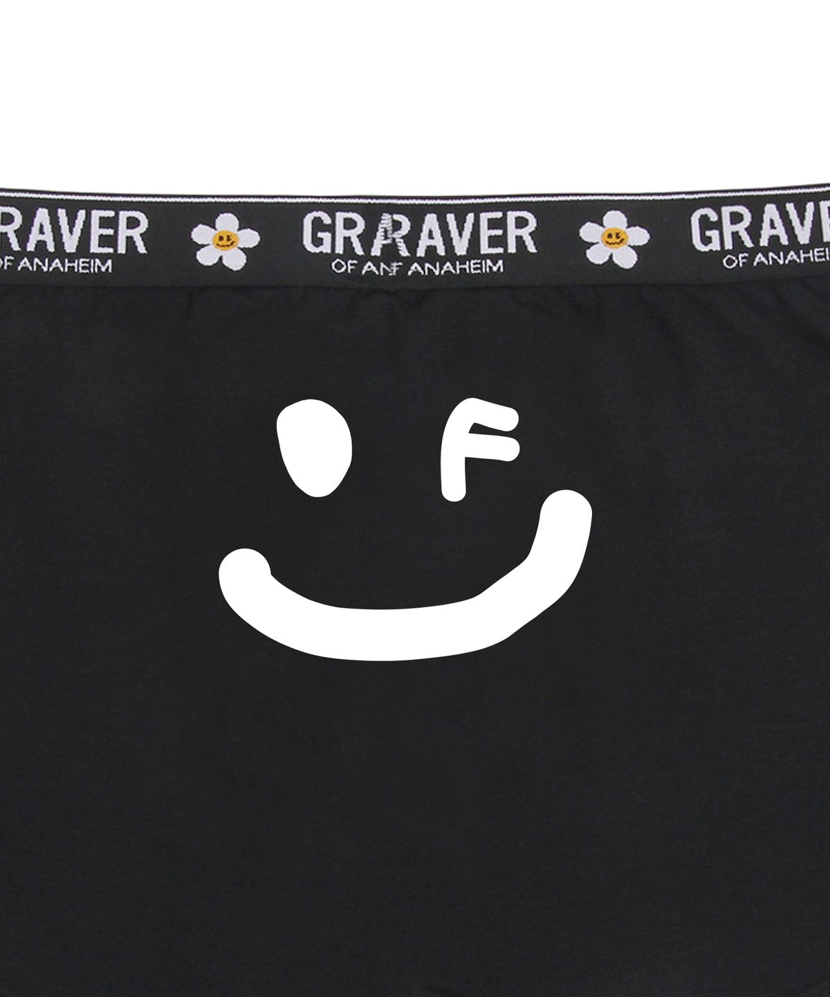 그레이버(GRAVER) 화이트 백 드로잉 스마일 맨즈 드로즈 1팩_블랙