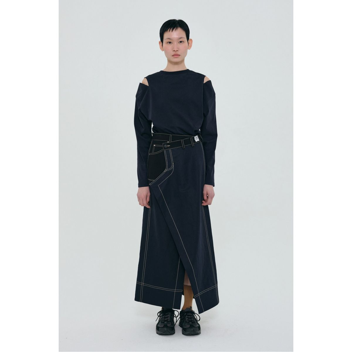 래코드(RECODE) Pants Detail Overlap Skirt_RQKAS24535NYX