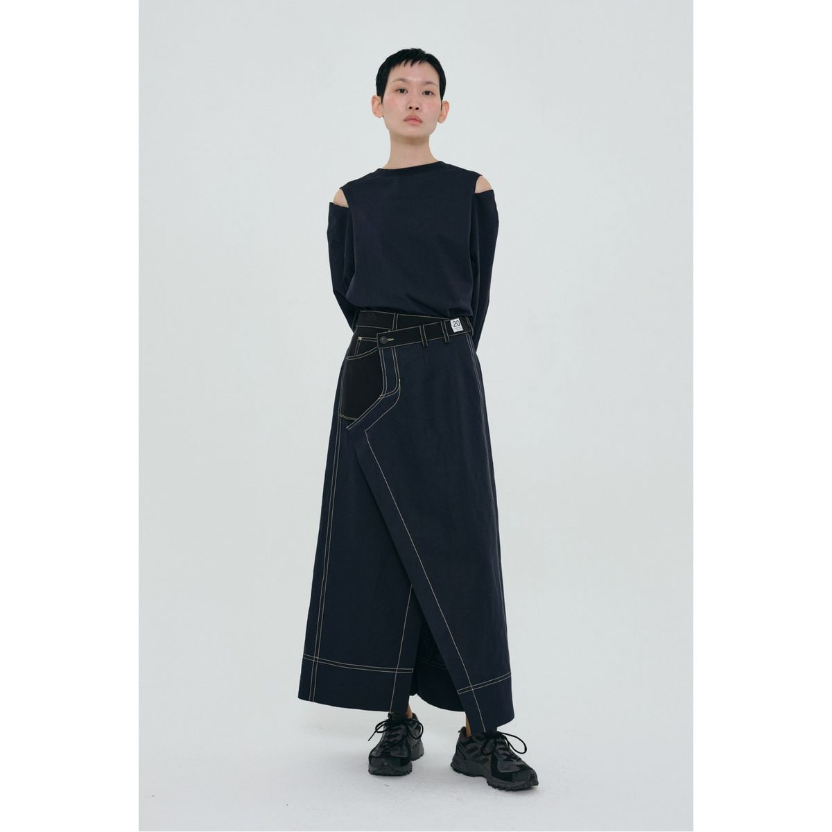 래코드(RECODE) Pants Detail Overlap Skirt_RQKAS24535NYX