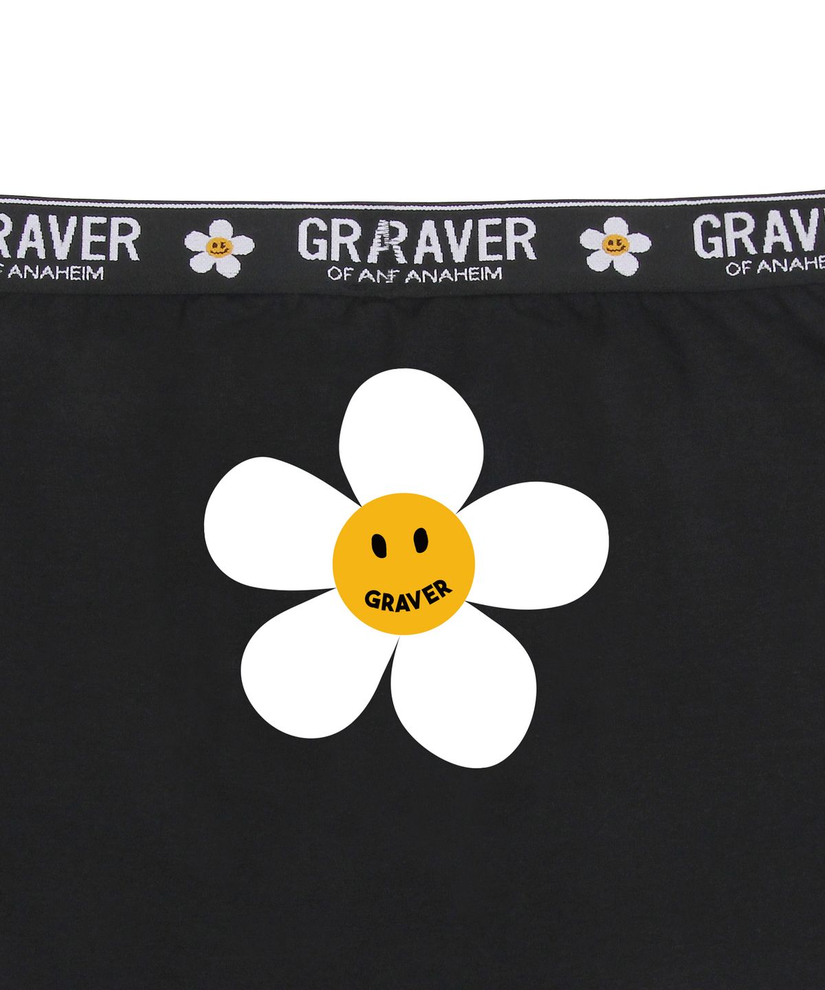 그레이버(GRAVER) 화이트 백 플라워 스마일 맨즈 드로즈 1팩_블랙
