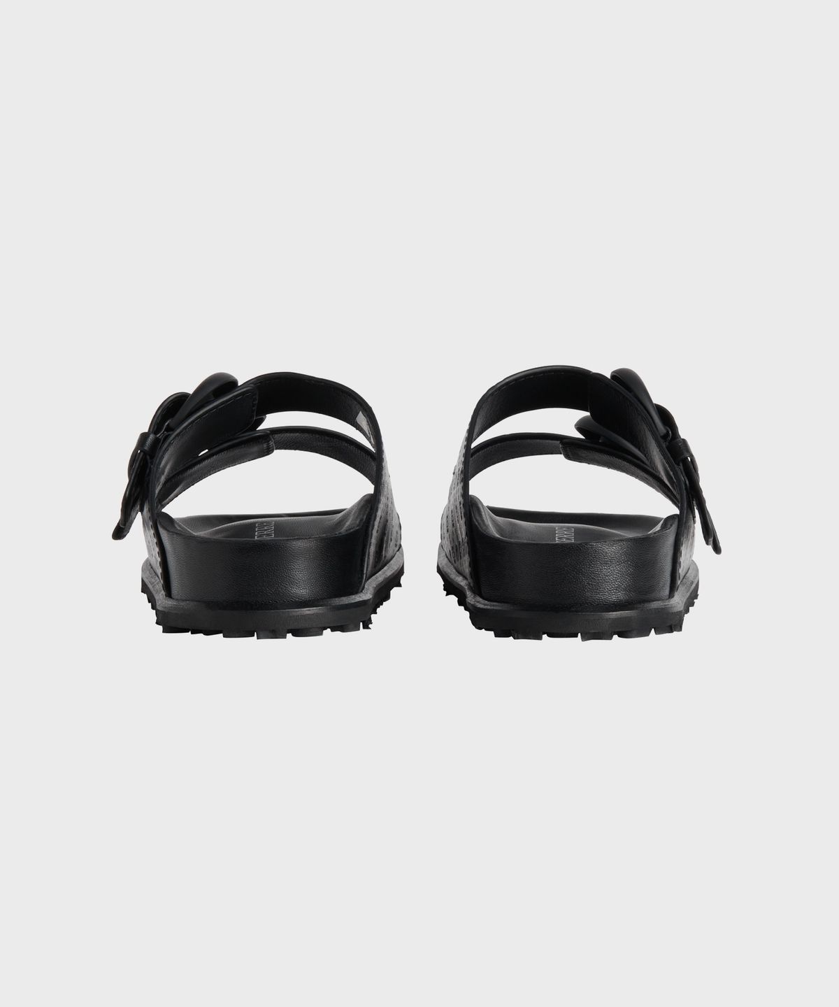 마린 세르(MARINE SERRE) (W) 엠보스 레더 MS 그라운드 샌들 블랙 EMBOSSED LEATHER MS GROUND SANDAL BLACK