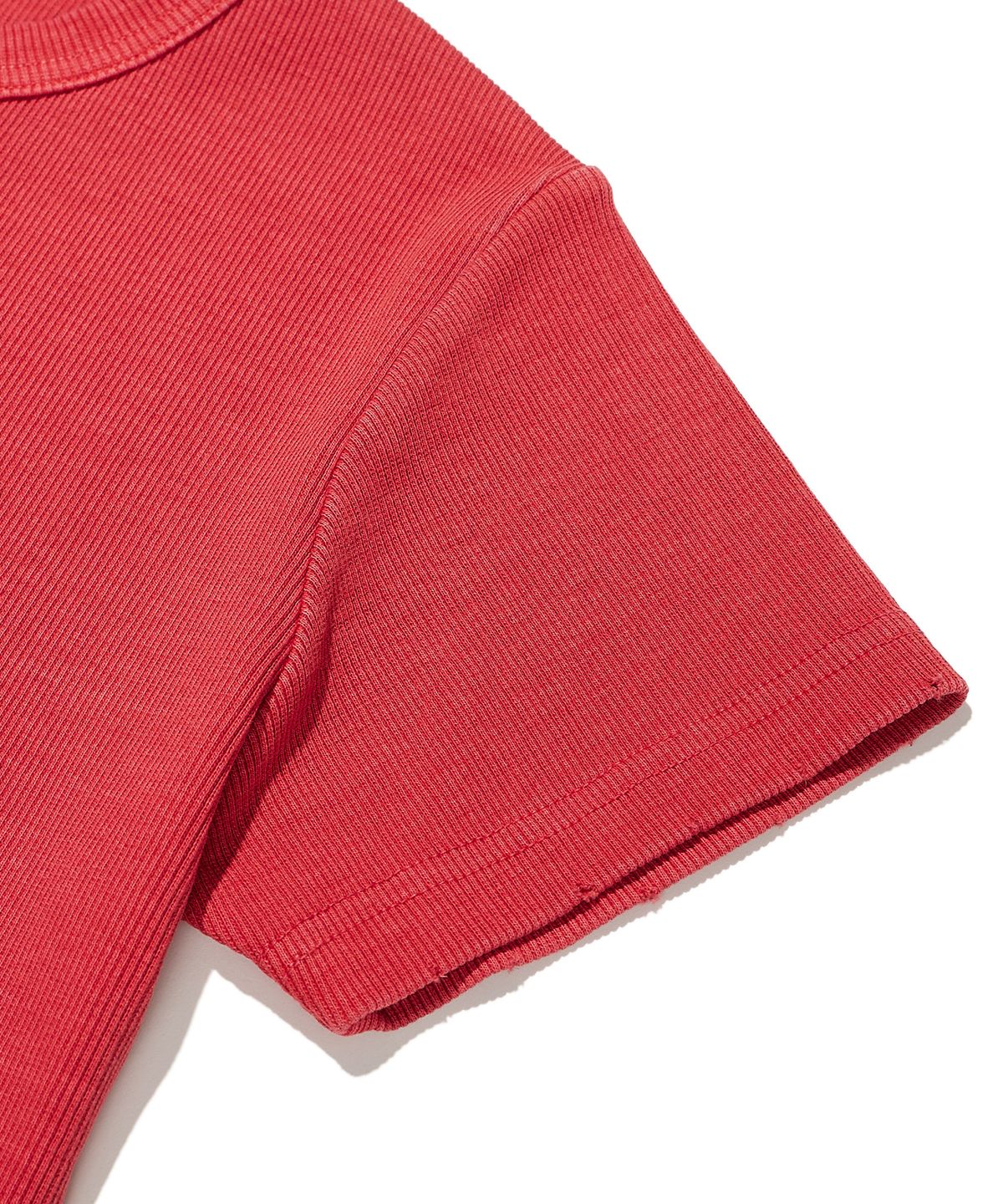 브라운브레스(BROWNBREATH) W TAG PIGMENT CROP TEE - RED