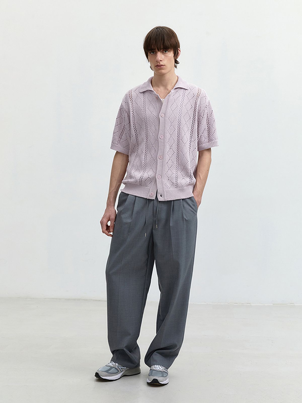 던스트 포 맨(DUNST FOR MEN) LOUNGE WOOL SLACKS MELANGE GREY_M_UDPA4B326G2