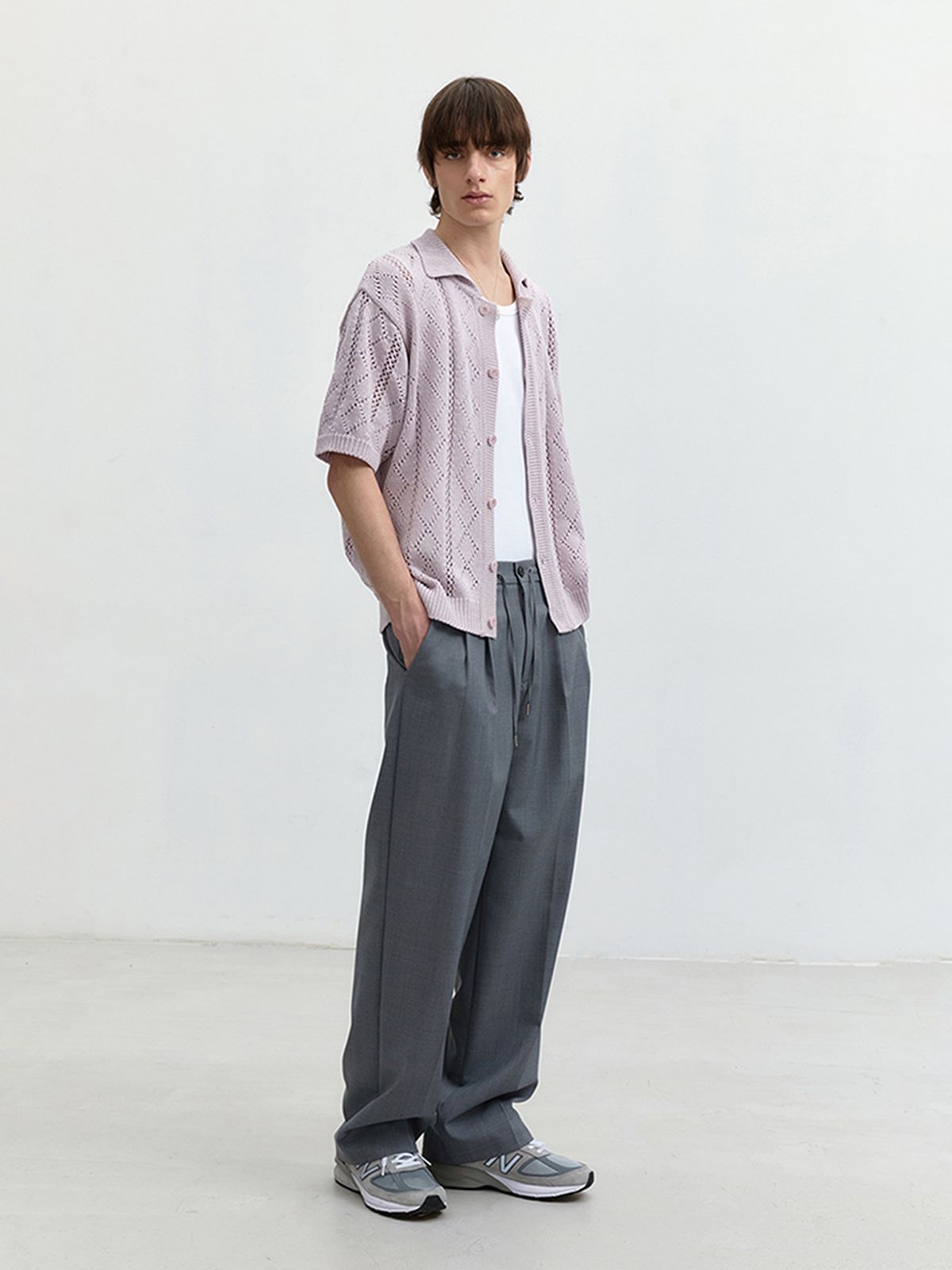 던스트 포 맨(DUNST FOR MEN) LOUNGE WOOL SLACKS MELANGE GREY_M_UDPA4B326G2