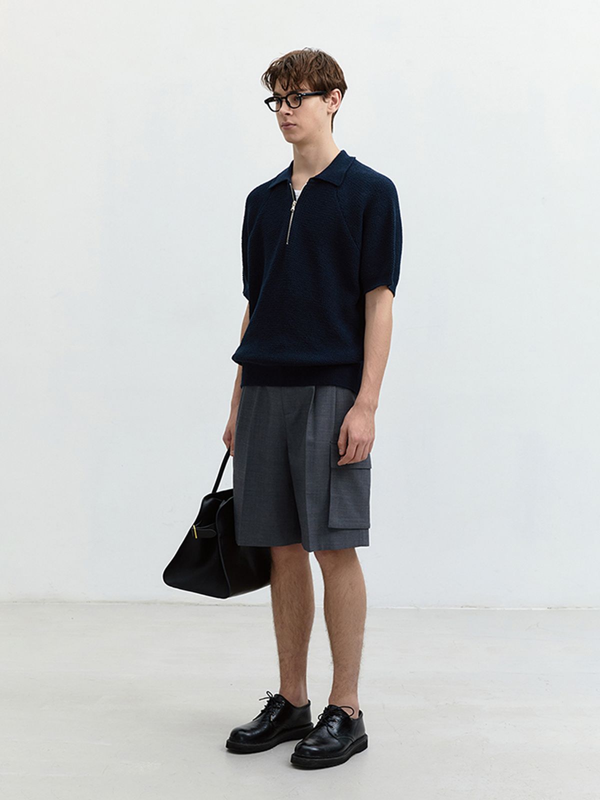 던스트 포 맨(DUNST FOR MEN) BELTED MULTIPOCKET BERMUDA SHORTS CHARCOAL GREY_M_UDPA4B325CG