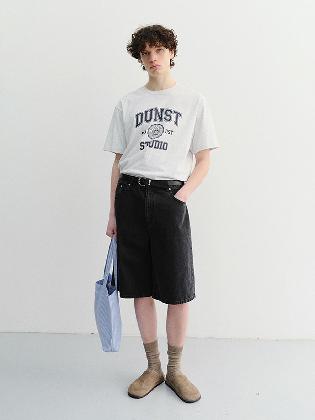 던스트 포 맨(DUNST FOR MEN) CLASSIC LOGO T-SHIRT_UNISEX_UDTS6B139_LIGHT MELANGE GREY