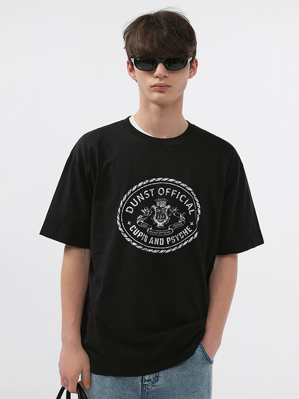던스트 포 맨(DUNST FOR MEN) CUPID CAMPUS T-SHIRT_UNISEX_UDTS5B121_BLACK