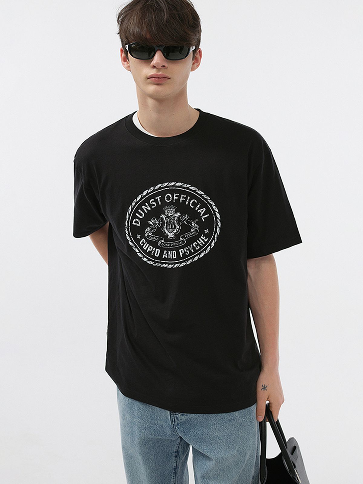 던스트 포 맨(DUNST FOR MEN) CUPID CAMPUS T-SHIRT_UNISEX_UDTS5B121_BLACK