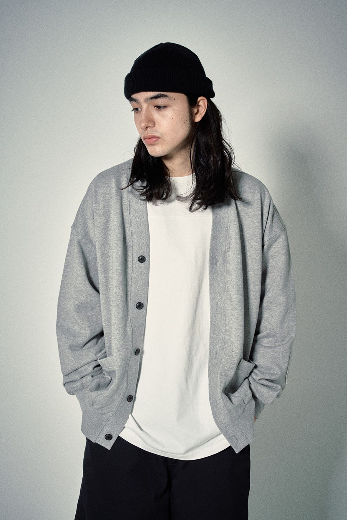 히즈핸더(HISHANDER) SWEAT CARDIGAN [Melange Grey]