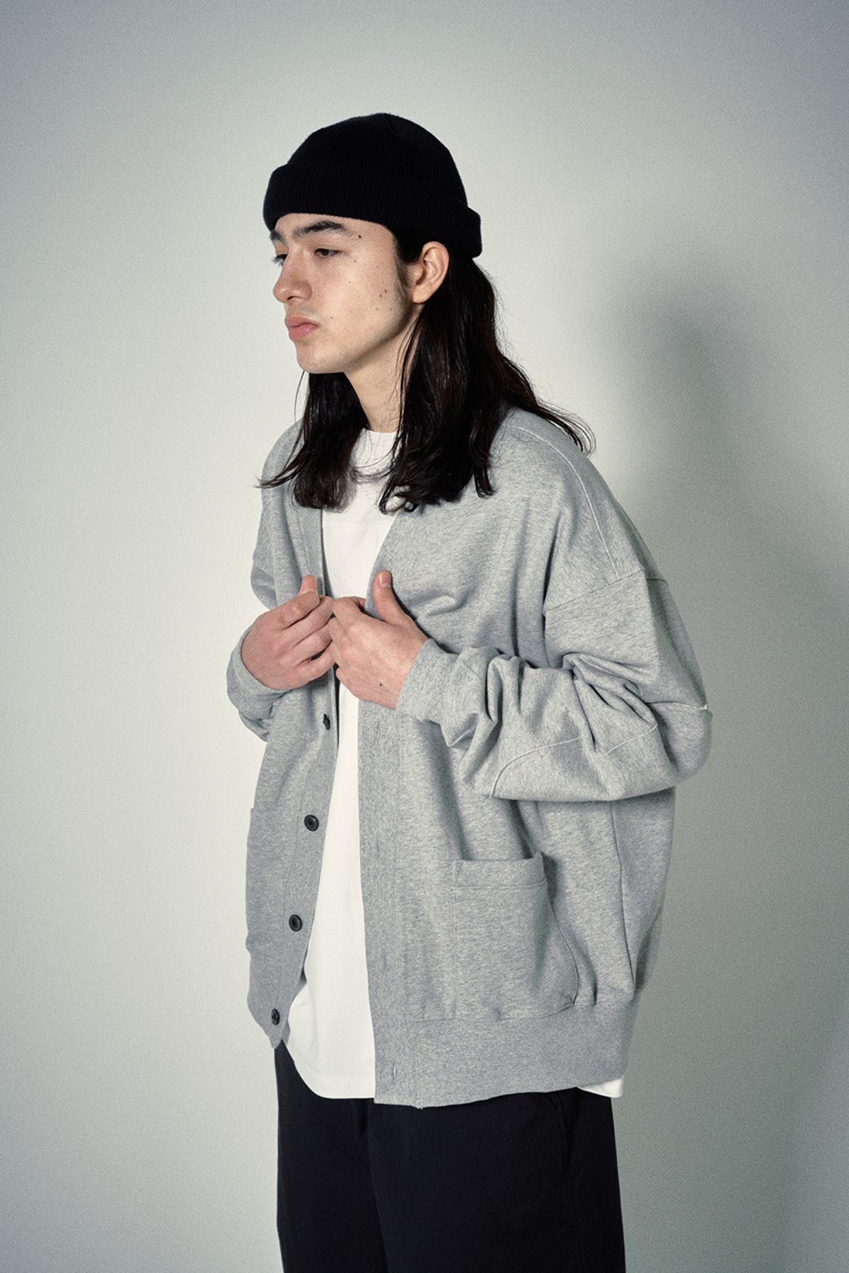 히즈핸더(HISHANDER) SWEAT CARDIGAN [Melange Grey]