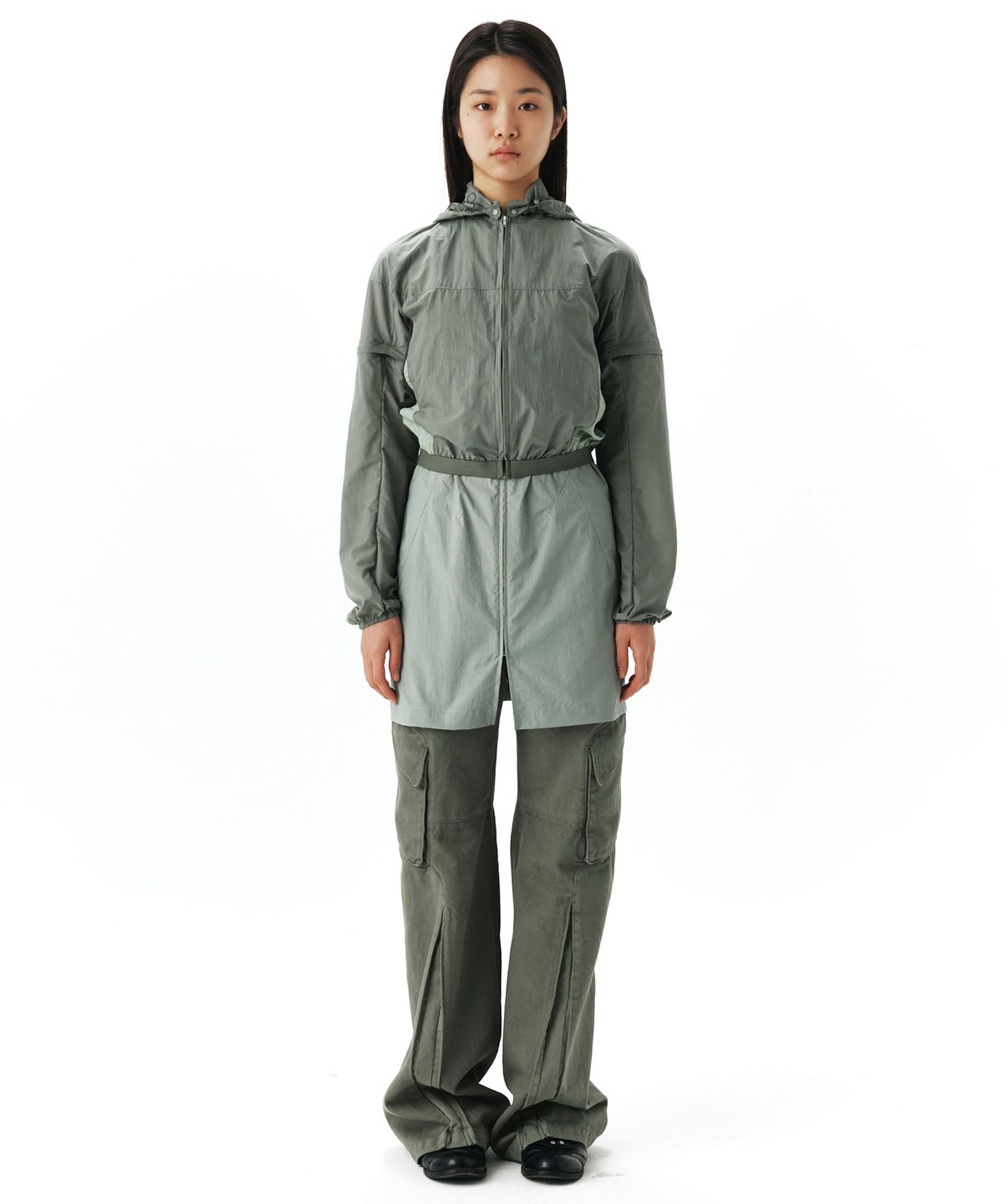 이이(EE) WOMENS DETACHABLE WINDBREAKER OLIVE