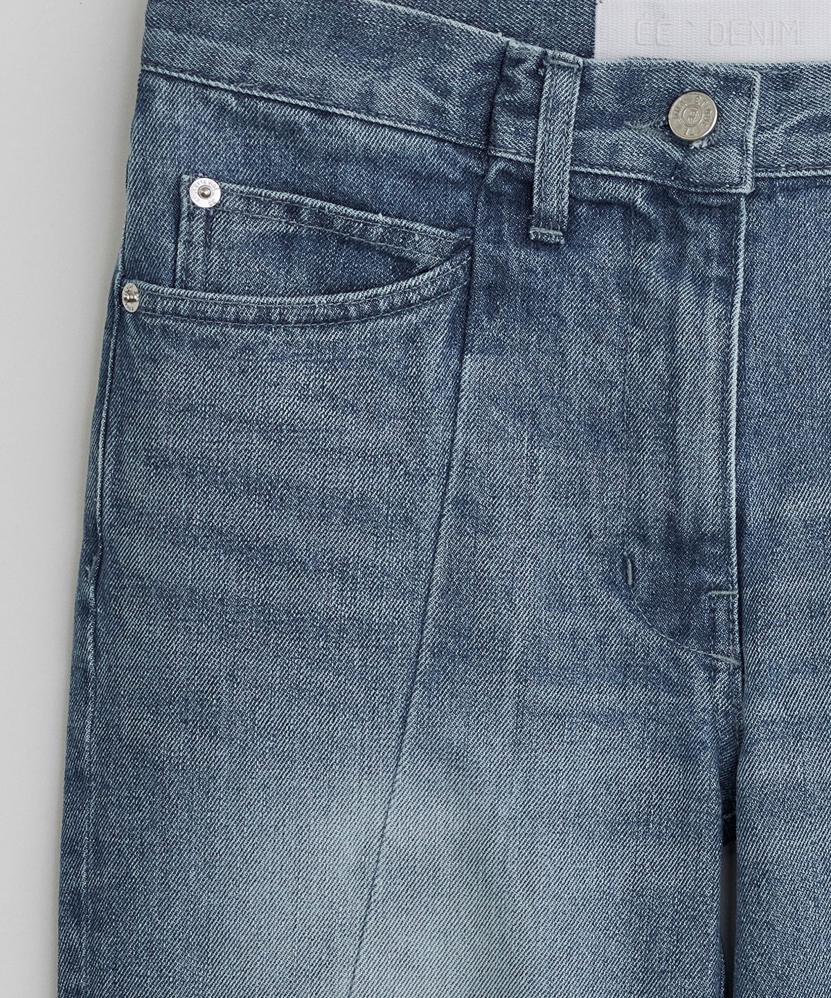 이이(EE) WOMENS CURVED DENIM PANTS BLUE
