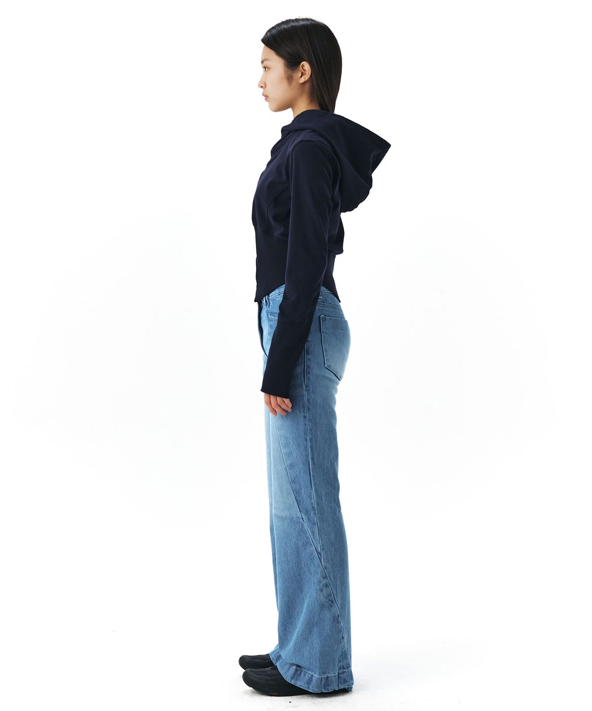 이이(EE) WOMENS CURVED DENIM PANTS BLUE