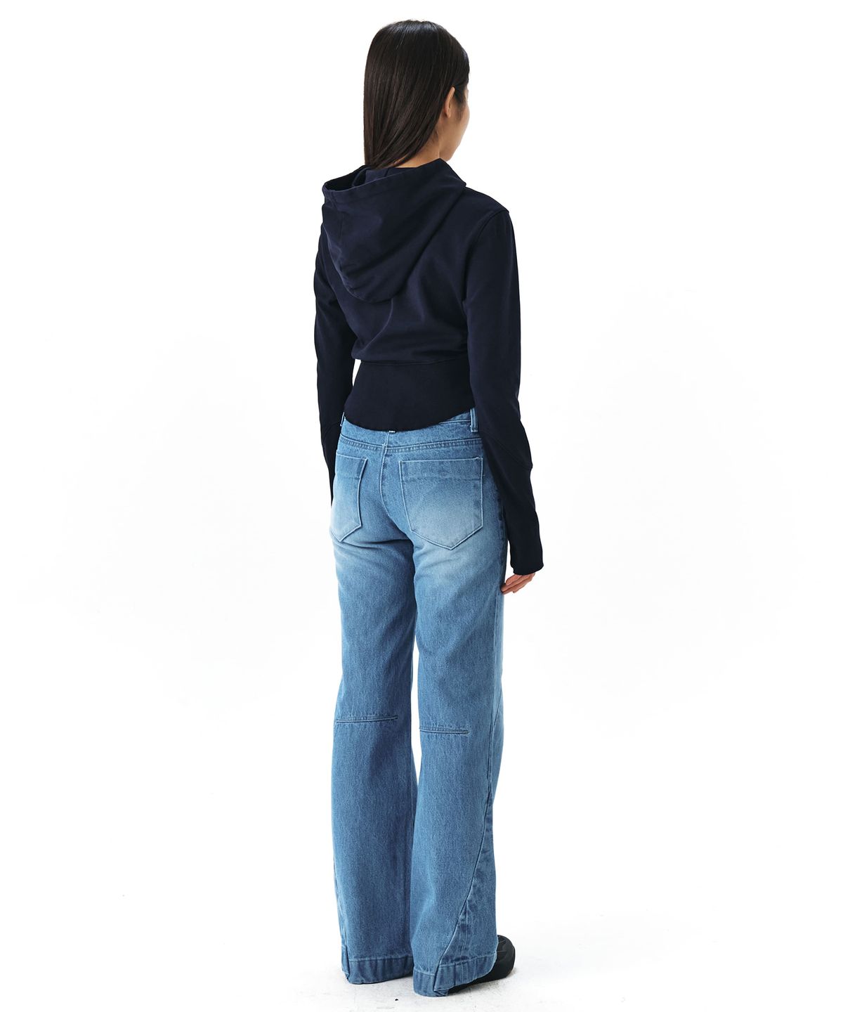 이이(EE) WOMENS CURVED DENIM PANTS BLUE