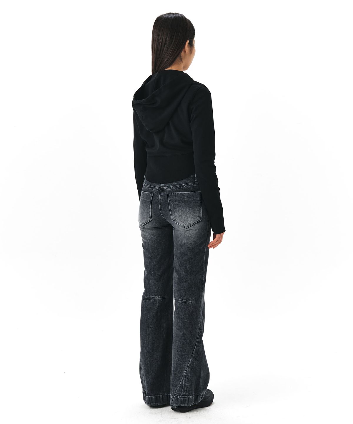 이이(EE) WOMENS CURVED DENIM PANTS BLACK