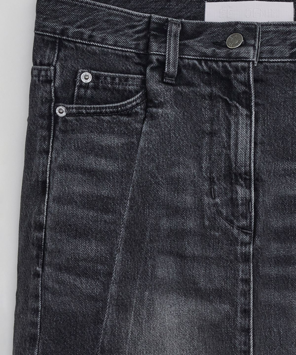 이이(EE) WOMENS CURVED DENIM SKIRTS BLACK