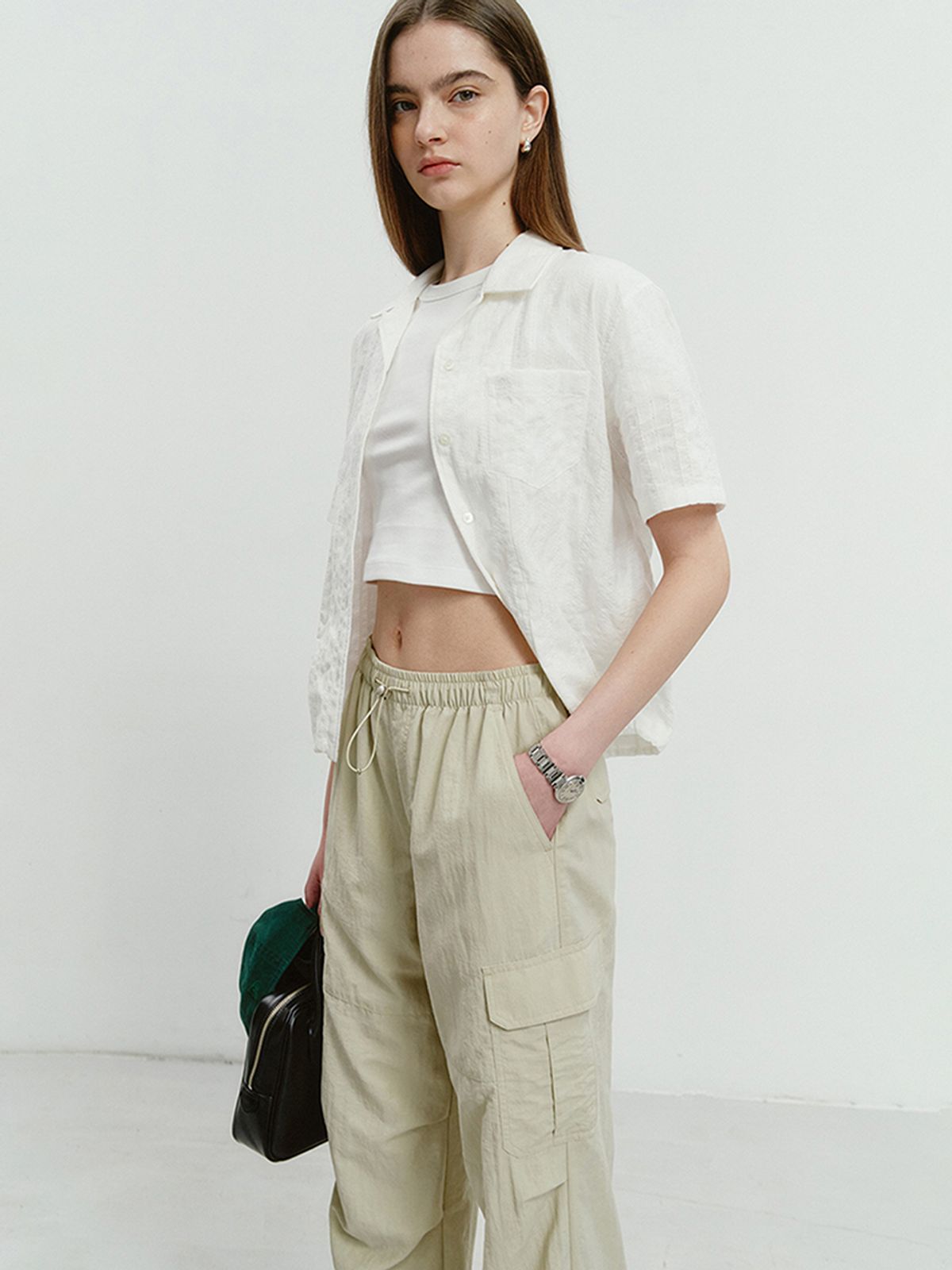 던스트(DUNST) LIGHT STRING CARGO PANTS LIGHT BEIGE_UDPA4B225I1