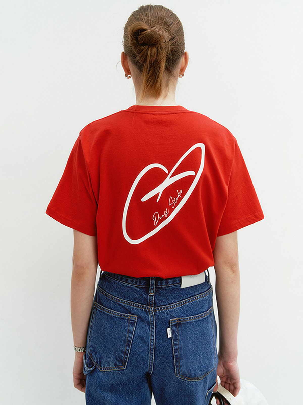 던스트(DUNST) UNISEX HEART D LOGO T-SHIRT RED_UDTS4B140R2