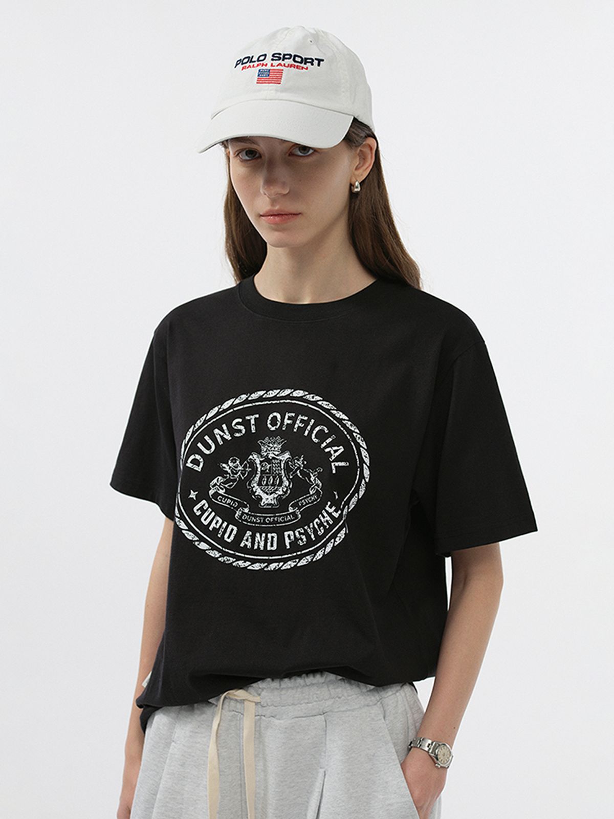 던스트(DUNST) UNISEX CUPID CAMPUS T-SHIRT_UDTS5B121_BLACK