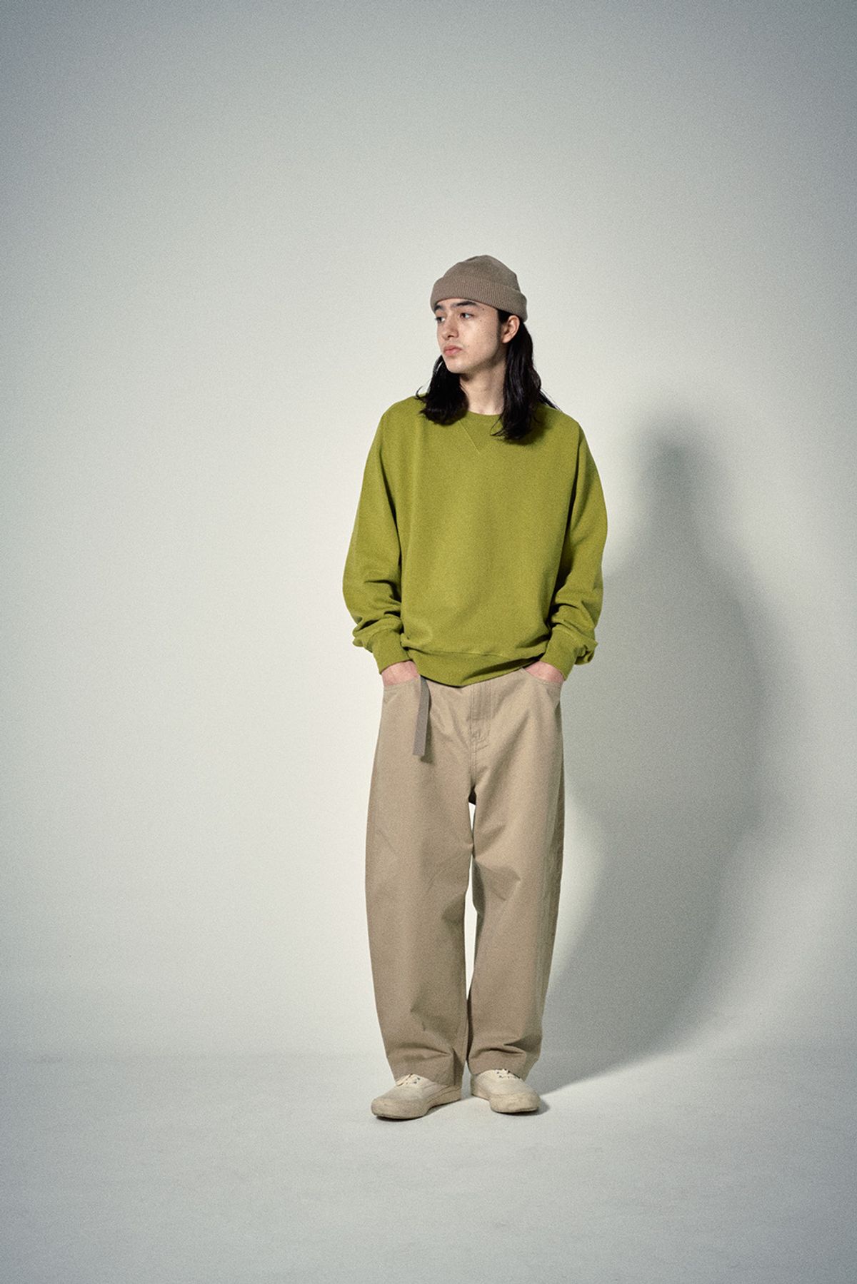 히즈핸더(HISHANDER) FREEDOM SLEEVE SWEAT SHIRTS [Yellow Green]