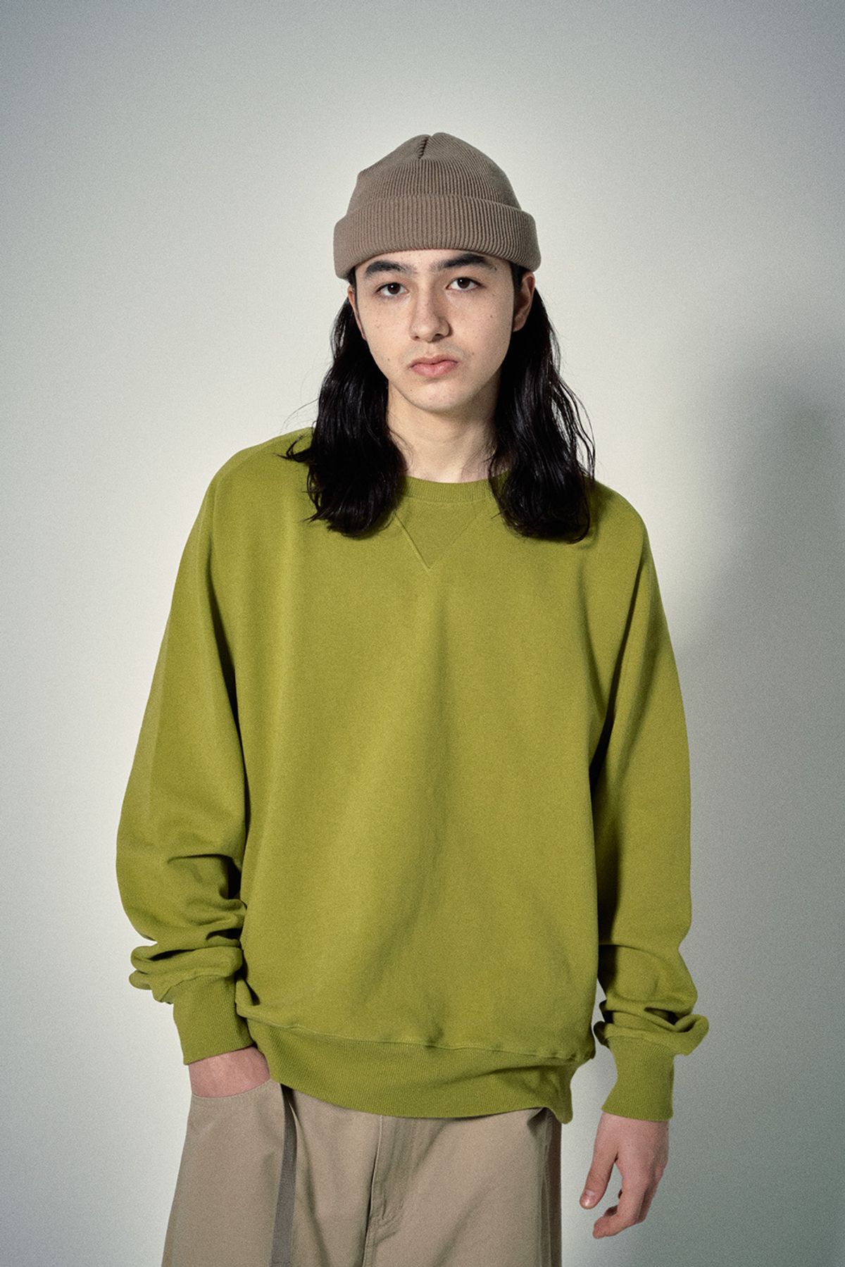 히즈핸더(HISHANDER) FREEDOM SLEEVE SWEAT SHIRTS [Yellow Green]